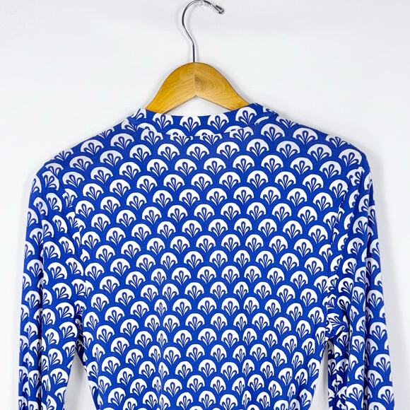 Boden Dress Women’s Julia Long Sleeve Knit Shirtdress Size 8 Blue Geometric - Picture 8 of 15